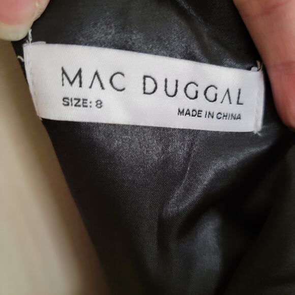 Mac Duggal 67906 Silver 8 One Shoulder Brocade Bow Midi Dress Evening Metallic - Picture 8 of 10